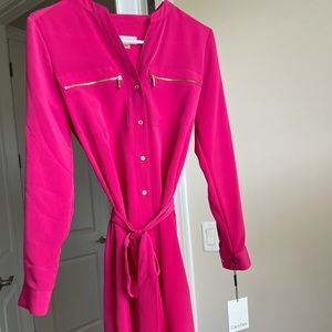 Calvin Klein midi belted blouse dress